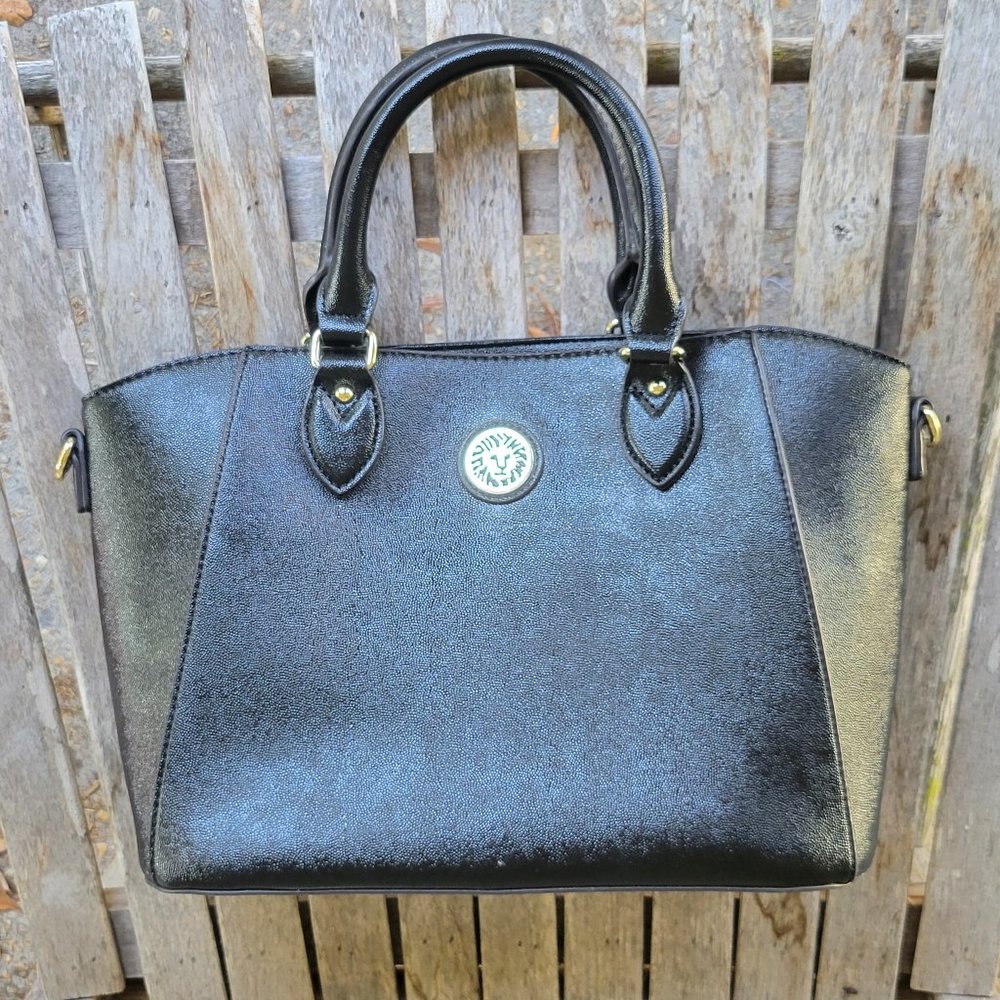 ANNE KLEIN Black Vegan Satchel Bag Purse